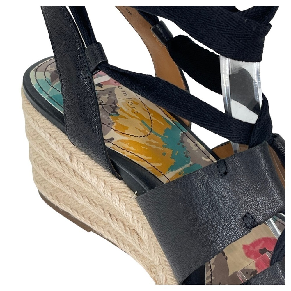 Patricia Nash Riva Black Leather Tie Up Womens Espadrille Sandals Size 7.5M - Picture 8 of 14